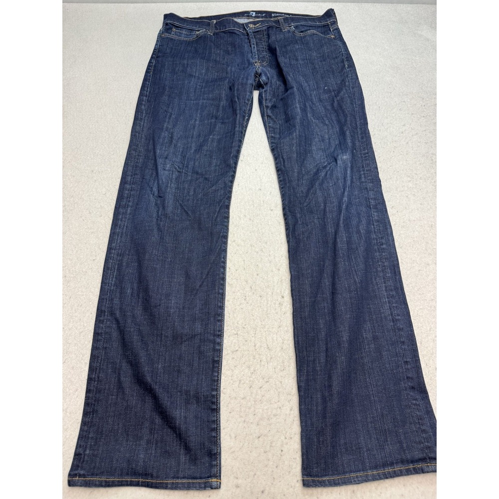 7 For All Mankind Standard Jeans Mens 36x33 Blue Straight Dark Wash Denim USA
